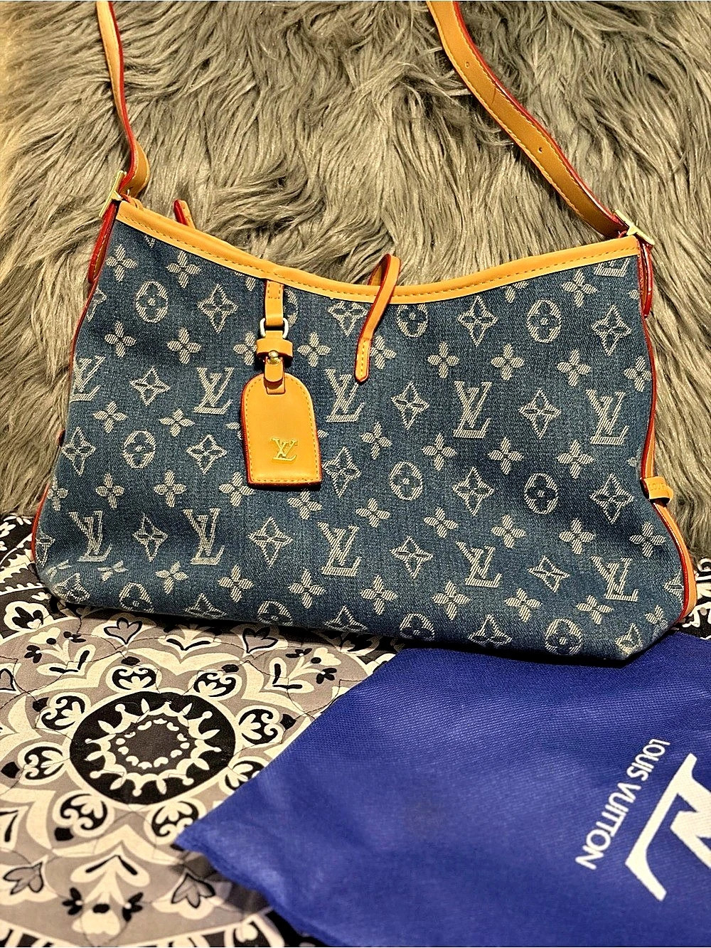 LV Monogram Shoulder Bag Blue & Brown